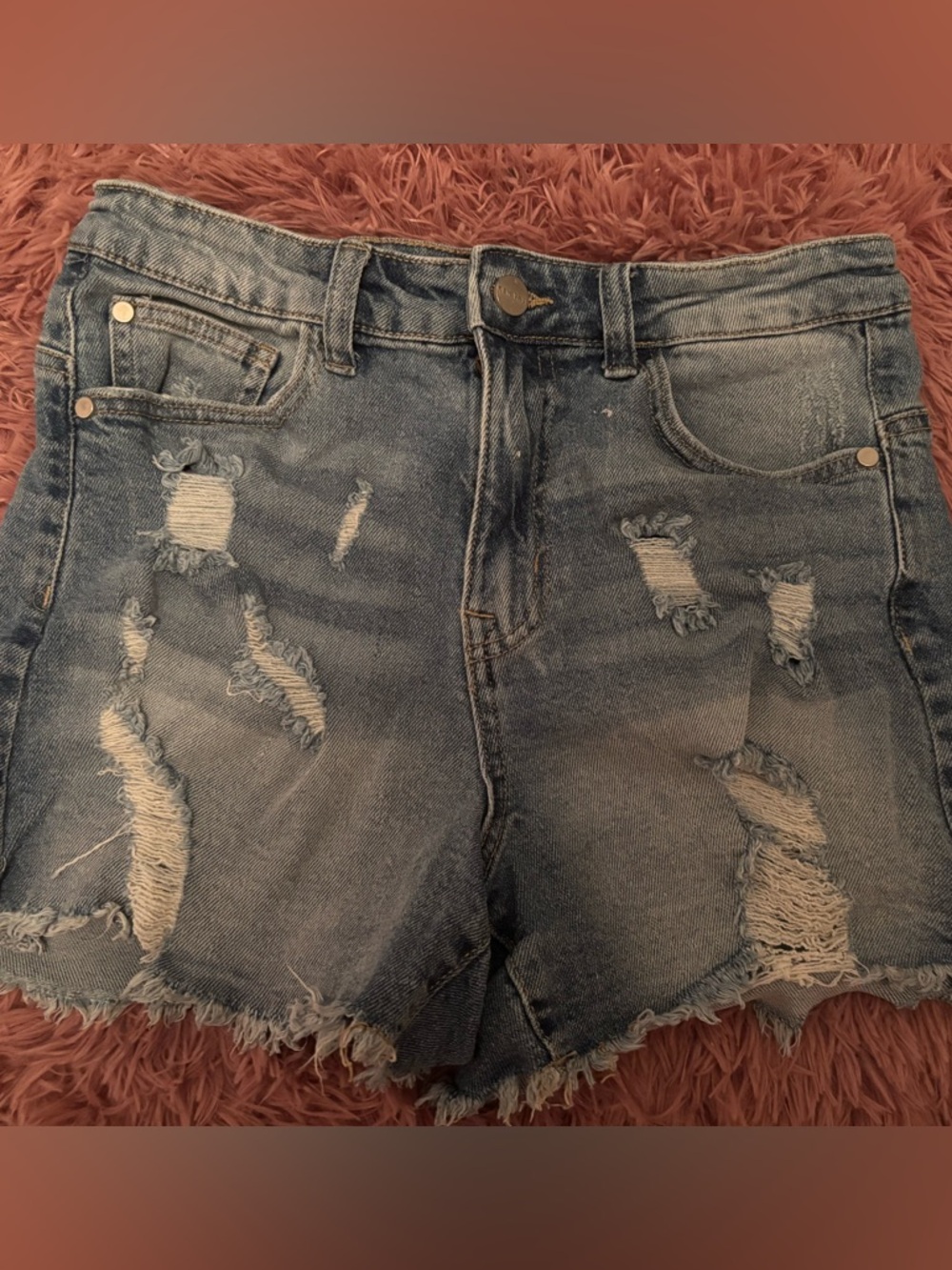 Kendall & Kylie Distressed Light Blue Denim Shorts